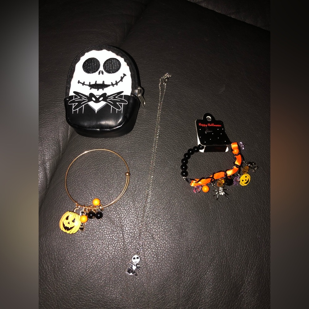 Jack the Skelton change purse and charm bracelets